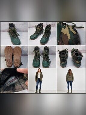 Henry Ferrera Mission 200 duck boots  green camouflage design. Lightweight 9m